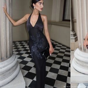 Beaded Mesh Maxi Dress